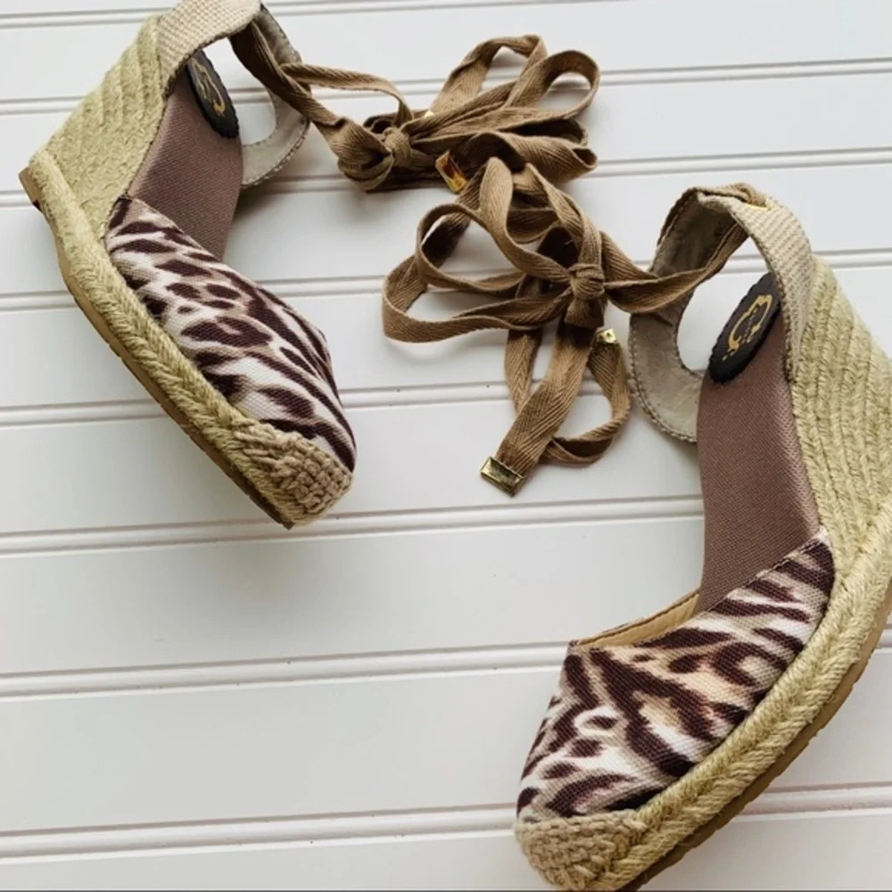 C Wonder Mocha Wild Animal Print Espadrille Wedges